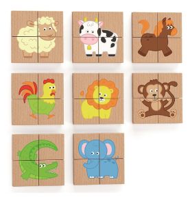 Viga Drewniane Puzzle Magnetyczne Zwierzęta Układanka Certyfikat FSC