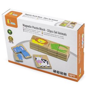 Viga Drewniane Puzzle Magnetyczne Zwierzęta Układanka Certyfikat FSC
