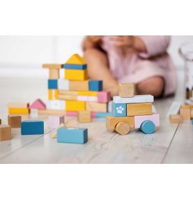 Zestaw drewnianych klocków w wiaderku - 60 elementów - Viga PolarB