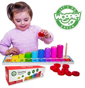 WOOPIE GREEN Układanka Nauka Liczenia i Kolorów Montessori 56 el.