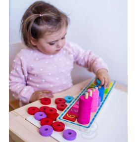 WOOPIE GREEN Układanka Nauka Liczenia i Kolorów Montessori 56 el.