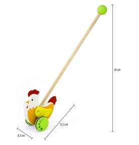 Viga Toys Drewniany Pchacz Edukacyjny Kurka