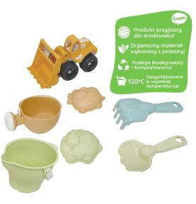 WOOPIE GREEN Zestaw do Piasku w Wiaderku 7 el. BIODEGRADOWALNY ORGANICZNY MATERIAŁ