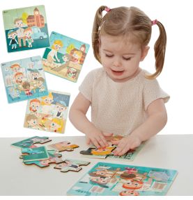 CLASSIC WORLD Puzzle 4w1 Dzień w Szkole