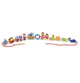 VIGA Drewniane Klocki Przeplatanka Nawlekanie Piraci