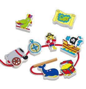 VIGA Drewniane Klocki Przeplatanka Nawlekanie Piraci