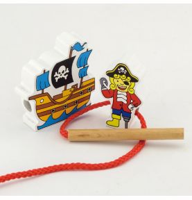 VIGA Drewniane Klocki Przeplatanka Nawlekanie Piraci