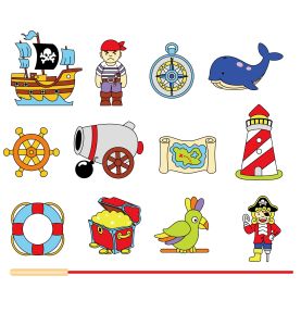 VIGA Drewniane Klocki Przeplatanka Nawlekanie Piraci