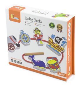 VIGA Drewniane Klocki Przeplatanka Nawlekanie Piraci