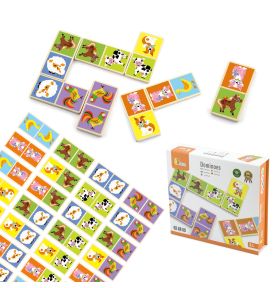 Drewniana gra Domino Farma Viga Toys 28 elementów