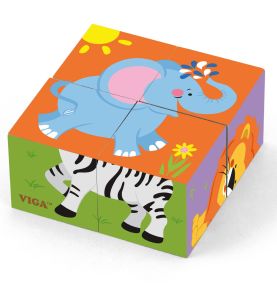 Viga Drewniana układanka Zoo Puzzle  4 klocki