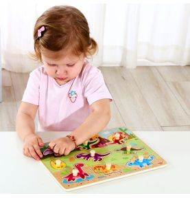 TOOKY TOY Drewniane Puzzle Układanka Dinozaury Kształty