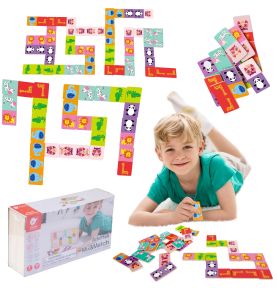 Classic World Drewniana Układanka Gra Domino - Zwierzątka 30 elementów