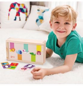Classic World Drewniana Układanka Gra Domino - Zwierzątka 30 elementów