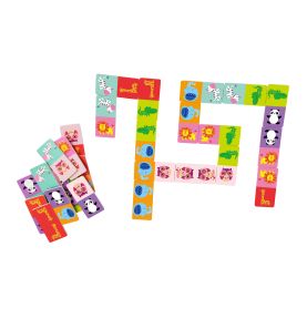 Classic World Drewniana Układanka Gra Domino - Zwierzątka 30 elementów