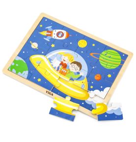 VIGA Drewniane Puzzle Podróż w Kosmos 16 elementów