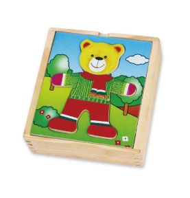 Viga Drewniane Puzzle Układanka Edukacyjna Ubierz Misia Chłopca