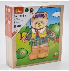 Viga Drewniana Układanka Logiczna Puzzle Ubierz Misia Dziewczynkę