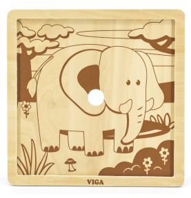 VIGA Poręczne Drewniane Puzzle Słoń 9 elementów