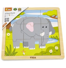 VIGA Poręczne Drewniane Puzzle Słoń 9 elementów