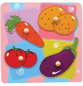 Drewniane Puzzle Warzywa Układanka Niespodzianka Viga Toys