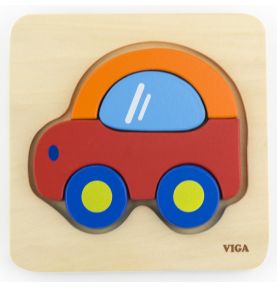 VIGA Pierwsze drewniane Puzzle maluszka Samochód