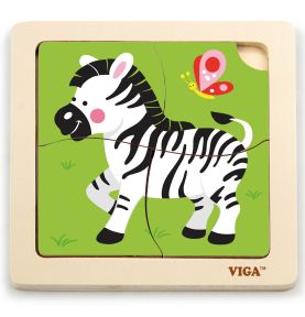 VIGA Poręczne Drewniane Puzzle Zebra
