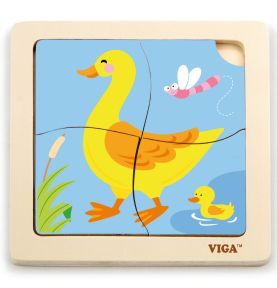 VIGA Poręczne Drewniane Puzzle Kaczuszka