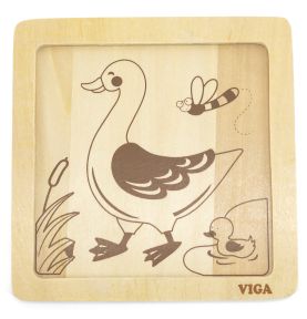 VIGA Poręczne Drewniane Puzzle Kaczuszka