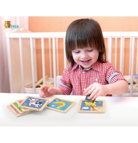 VIGA Poręczne Drewniane Puzzle Kaczuszka