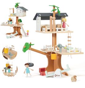 CLASSIC WORLD Drewniany Domek na Drzewie dla Lalek 31 el.