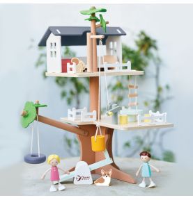 CLASSIC WORLD Drewniany Domek na Drzewie dla Lalek 31 el.