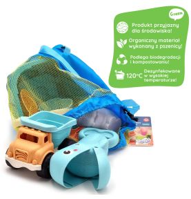 WOOPIE GREEN Zestaw do Piasku w Wiaderku z Łopatką Ryba 9 el. BIODEGRADOWALNY ORGANICZNY MATERIAŁ