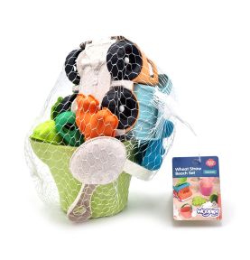 WOOPIE GREEN Zestaw do Piasku w Wiaderku z Samochodem 11 el. BIODEGRADOWALNY ORGANICZNY MATERIAŁ