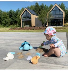 WOOPIE GREEN  Zestaw 2w1 do Piasku i Wanny Żółwik Niebieski 8 el. BIODEGRADOWALNY ORGANICZNY MATERIAŁ