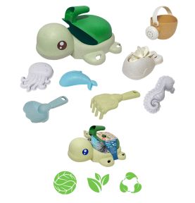 WOOPIE GREEN  Zestaw 2w1 do Piasku i Wanny Żółwik Zielony 8 el. BIODEGRADOWALNY ORGANICZNY MATERIAŁ