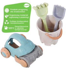 WOOPIE GREEN Zestaw do Piasku z Wiaderkiem i Samochodzikiem 10 el. BIODEGRADOWALNY ORGANICZNY MATERIAŁ