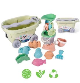 WOOPIE GREEN Zestaw do Piasku z Wózkiem 13 el. BIODEGRADOWALNY ORGANICZNY MATERIAŁ