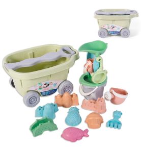 WOOPIE GREEN Zestaw do Piasku z Wózkiem 13 el. BIODEGRADOWALNY ORGANICZNY MATERIAŁ