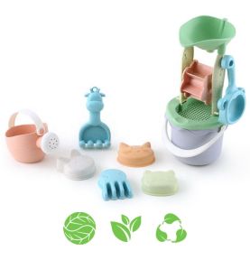 WOOPIE GREEN Zestaw do Piasku w Wiaderku z Kołowrotkiem 9 el. BIODEGRADOWALNY ORGANICZNY MATERIAŁ