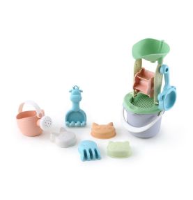 WOOPIE GREEN Zestaw do Piasku w Wiaderku z Kołowrotkiem 9 el. BIODEGRADOWALNY ORGANICZNY MATERIAŁ
