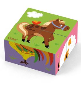 Drewniana układanka Farma Puzzle Viga Toys 4 klocki
