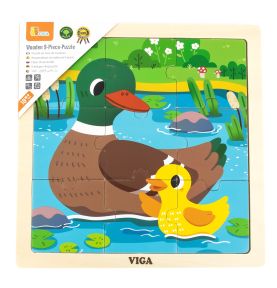 VIGA Poręczne Drewniane Puzzle Kaczki 9 elementów