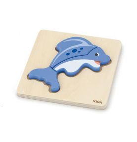 VIGA Pierwsze drewniane Puzzle maluszka Delfin