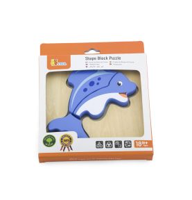 VIGA Pierwsze drewniane Puzzle maluszka Delfin