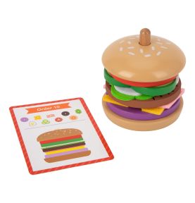 WOOPIE GREEN Drewniany Burger Restauracja Układanka dla Dzieci 15 el. Certyfikat FSC