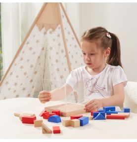 Viga Drewniana Gra Budowanie Klocki 3D Montessori
