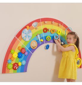 VIGA Drewniana Tablica Sensoryczno-Manipulacyjna EDU Tęcza Certyfikat FSC