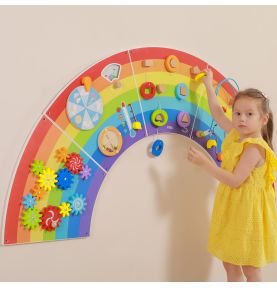 VIGA Drewniana Tablica Sensoryczno-Manipulacyjna EDU Tęcza Certyfikat FSC
