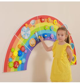 VIGA Drewniana Tablica Sensoryczno-Manipulacyjna EDU Tęcza Certyfikat FSC